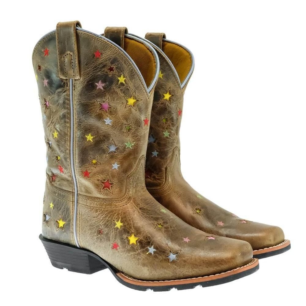 DAN POST GIRLS' BROWN STARLETT LEATHER BOOTS